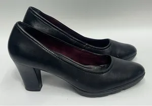 Tamaris Leather Pumps Heels Womens 40/9 Black Memory Foam insole shock absorber thumbnail 1