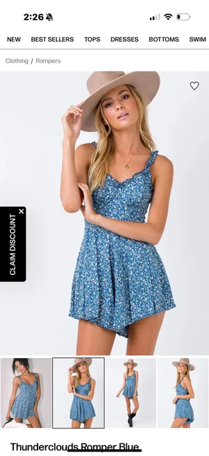Princess Polly Romper Blue Floral thumbnail 2