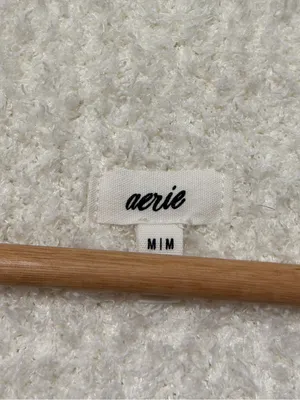 Aerie Matching Sweater Set Cream White Fuzzy Fluffy Marshmallow Medium & Pants thumbnail 4