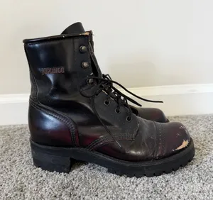 Women's Durango Steel Toe Leather Work Boots Dark Brown Burgundy Accent Size 9 thumbnail 1