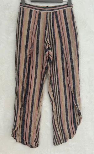 Drew Striped Wrap Front Tulip Hem Pants‎ Pink Navy Tan Small thumbnail 1