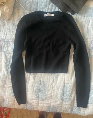 Zara Black Long Sleeve Knit Women's Top thumbnail 1