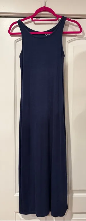 Quince Navy Sleeveless double layer Midi‎ Dress small thumbnail 1