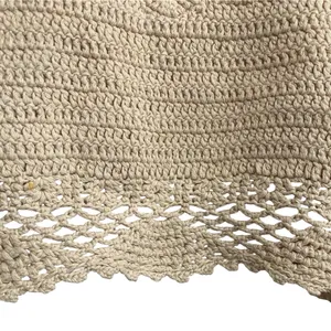 Cozy Casual Crochet Knit Crop Tank in Light Beige thumbnail 3