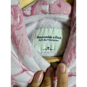 Abercrombie & Fitch Soft AF White Pink Camo Fleece Long Sleeve Hoodie Top Size M thumbnail 4