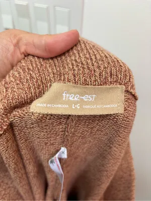 Free People Free-est Button Up Sweater Pants Wide Leg in Chutney Sand L thumbnail 9