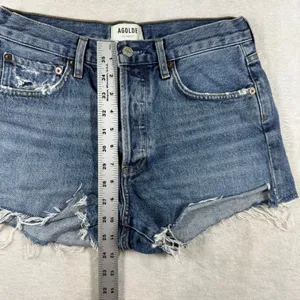 AGOLDE Parker High Rise Cut Off Organic Cotton Denim Shorts Blue 26 A026C-1141 thumbnail 5