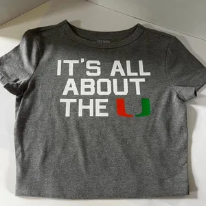 Grey Miami Hurricanes baby tee size M. Custom made. Never worn #Hurricanes thumbnail 1