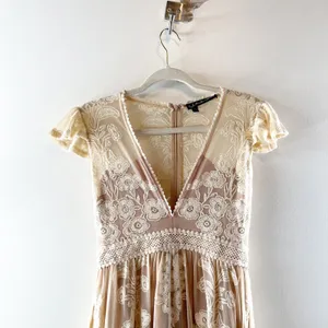 For Love & Lemons Violetta Embroidered Mesh Lace Maxi Dress Nude Ivory White L thumbnail 5