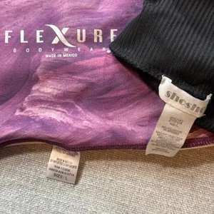 Bundle 2 Women Biker Shorts Flexure Marble Purple Shosho Ribbed Black Size Large thumbnail 3