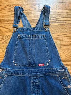 Ethyl Denim Overalls Bibs Cropped Vintage Blue thumbnail 3