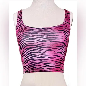 I.AM.GIA Women’s Pink Fuchsia‎ Zebra Print Cropped Tank Top Size XS thumbnail 2