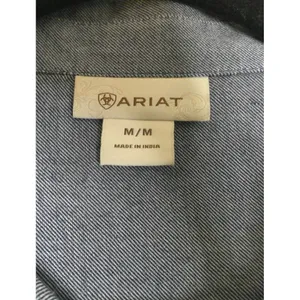 Ariat Womens M Button Down Shirt Blue Floral Embroidered Rhinestone Western Top thumbnail 6