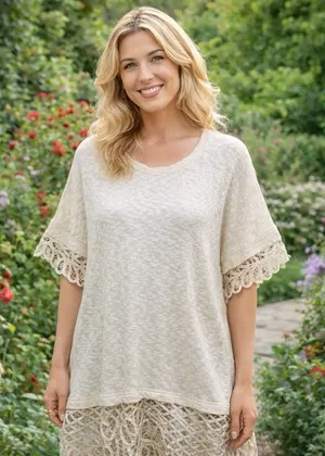 Anthropologie Saturday Sunday Spalliera Tunic Top Cream‎ Cottagecore Garden XL thumbnail 1