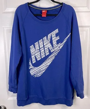 Nike women’s oversized sweatshirt - wide neck - blue Size Large thumbnail 1
