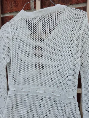 White Crochet Knit Swim Coverup Small thumbnail 8