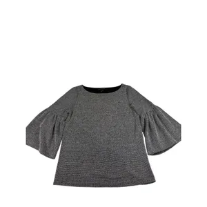 Banana Republic Bell Sleeve Blouse Medium Gray Crew Neck Pullover Casual‎ thumbnail 2