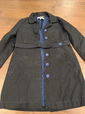 See by Chloe Black Trench Coat with Light Blue Accents Size 6 - C11 thumbnail 6
