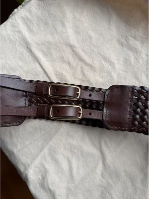 Talbots Brown Woven Leather Adjustable Belt Size Small thumbnail 4