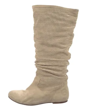 UGG Abilene Suede Perforated Tall Slouch Boots Beige Boho‎ Size 9.5 thumbnail 1