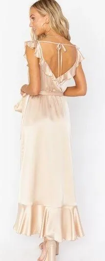 Elegant New Show Me Your Mumu Samantha Luxe Satin Ruffle Dress! thumbnail 2
