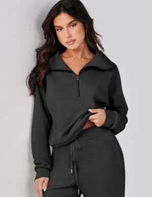 Black Quarter Zip Up Sweatshirt thumbnail 6