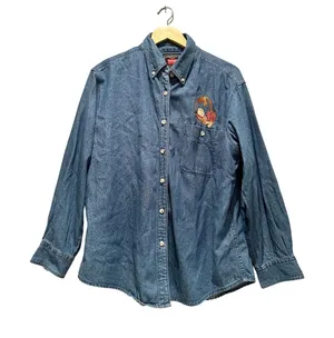 Wrangler Vintage Women's Western Denim Button Down Shirt Large Rodeo‎ Cowgirl thumbnail 1