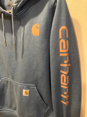 Carhartt Light Blue Crewneck Hoodie with Pink Logo Accents thumbnail 2