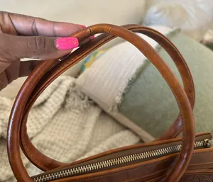 Brown leather embroidered purse thumbnail 5