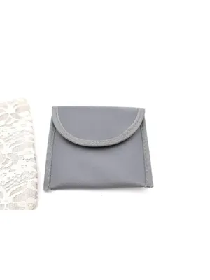 H&M Gray Lace Cosmetic Pouch & Small Faux Leather Set Jewelry Makeup Travel Vtg thumbnail 3