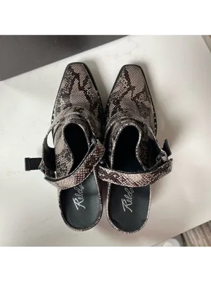 Rebels Vegan Leather Slingback Mule Reptile Snake Print Gray Slipons Sz 7.5 NWT thumbnail 5