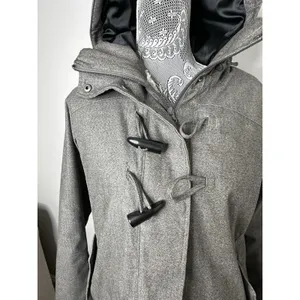 Cabela's Women's Sz:S Sherpa Lined Grey Hooded Parka Jacket Full Zip Horn Toggle thumbnail 10