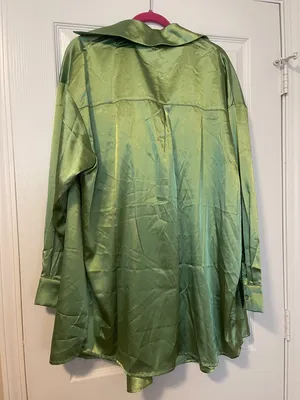 Princess Polly NWT Satin Green Slip Dress & Matching Shirt Set thumbnail 2