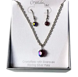Swarovski Crystale by L&J Aurora Borealis 925 Plated Jewelry Set NEW Deadstock thumbnail 1