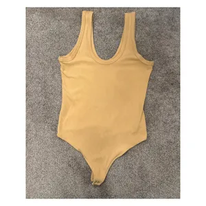 Abercrombie & Fitch SoftAF Ribbed Thong Bodysuit Butter Yellow Large thumbnail 2