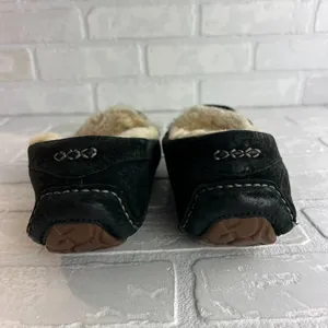 UGG‎ Ansley Moc Slippers Womens 9 Black Suede Sheepskin Slip On Cozy Loafer thumbnail 5