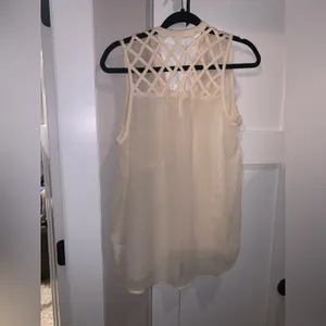 Kirra Sheer Tank Off-White w Criss-Cross Detailing thumbnail 4