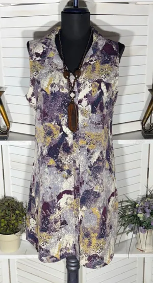 Vintage Y2K dress sleeveless purple camo avant-garde boho fairy whimsigoth sz M thumbnail 1