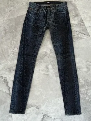 Hudson USA Nico Super Skinny Midrise Jeans 26 Bright Blue Black‎ Snake Print thumbnail 1