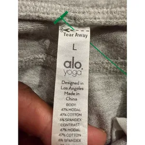 Alo Yoga Urban Moto Sweatpants Heather Grey Ribbed Joggers Womens no drawstring thumbnail 7