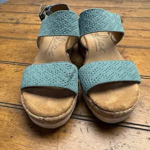 Zodiac Oceana Cork Wedge Sandals Green‎ Size 5.5 Small Flaw thumbnail 6