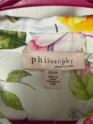 Philosophy Multicolor Floral Button-Front Short Sleeve Shirt thumbnail 3