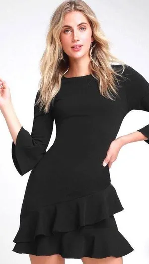 Lulus Black Ruffle Dress thumbnail 1