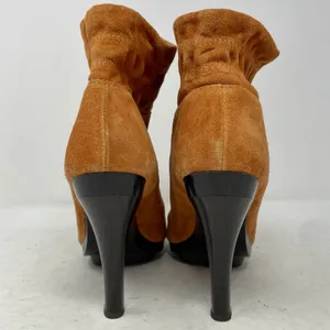 Michael Kors Brown Suede Heeled Zip Booties Size 7.5 thumbnail 4