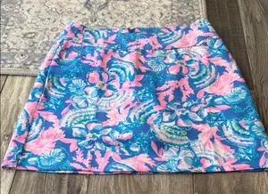 Lilly Pulitzer Blue and Pink A-Line Skort thumbnail 1
