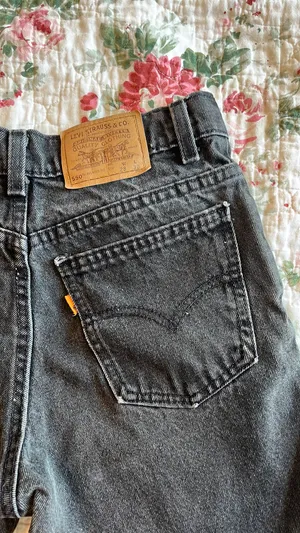 Levi’s Cutoffs Black Denim Shorts Orange Tab thumbnail 4