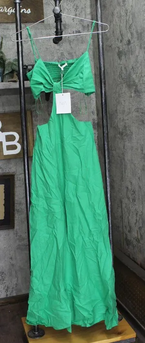 Nia Womens Spaghetti Strap Chamomile Dress Kelly Green M thumbnail 1
