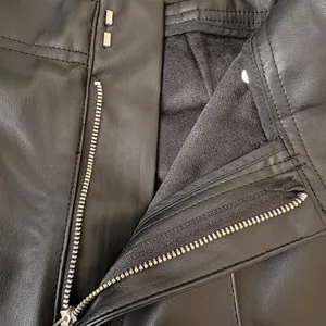 Zara Black Faux Leather Wide Leg Pants Pleat Front Trousers Edgy Office Size 2 thumbnail 5