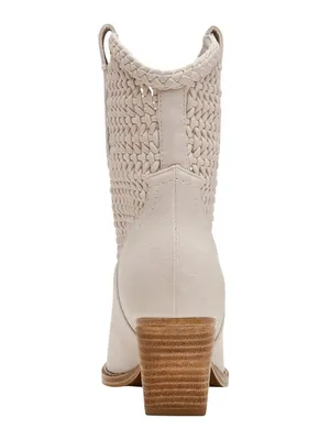 NWT DV Dolce Vita Leather Pull-On Pointed Toe Western Booties Ivory Off White 8M thumbnail 3