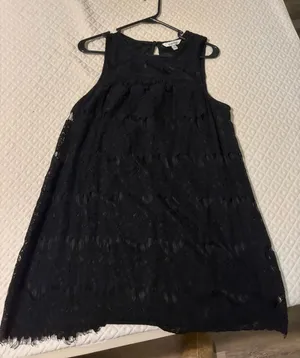 Boutique Sleeveless black lace with fringe dress thumbnail 1